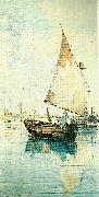 Carl Larsson segelekor vid sydlandsk stad France oil painting artist